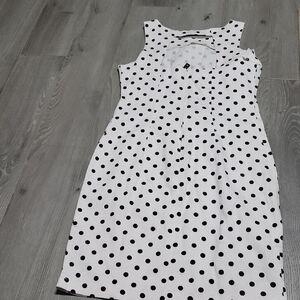 Elegant Black and White Polka Dot Midi Dress